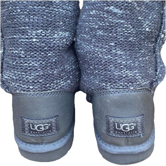 UGG Classic Cardy Knit Tall Gray Slouch Sequin Boots Size 7 Winter Fall - Picture 4 of 7